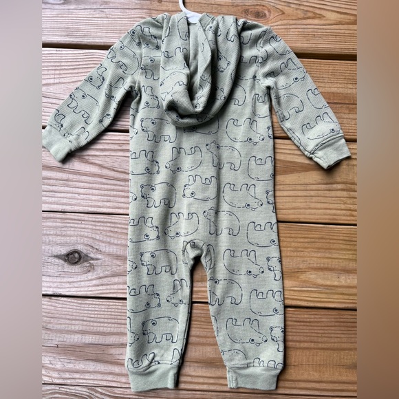 Infant Baby 12M Carter's Green Hooded Zip Up One Piece - Picture 4 of 6